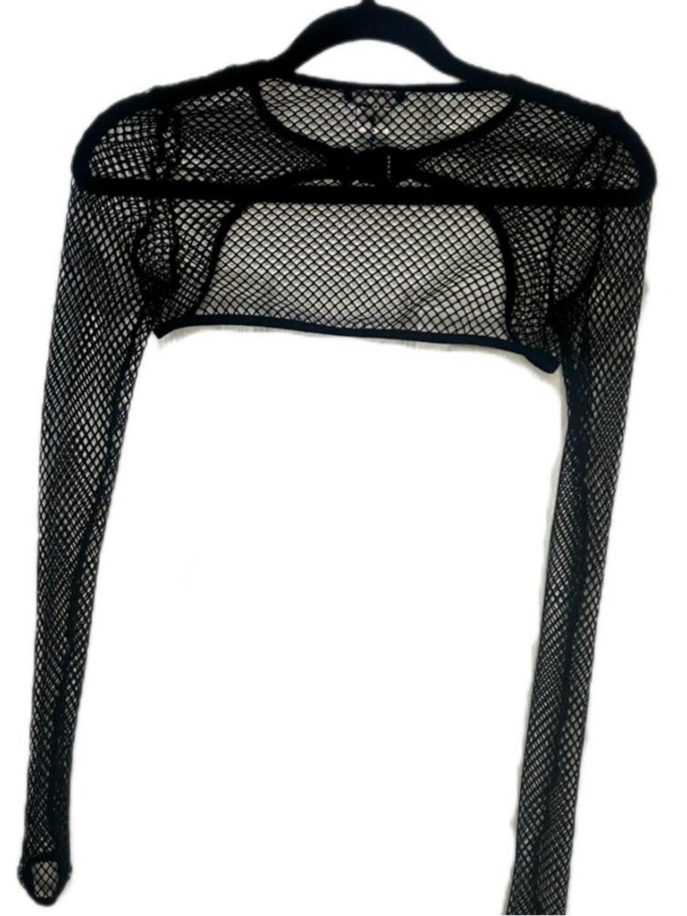 POSTER GIRL Black Fishnet Crop Top